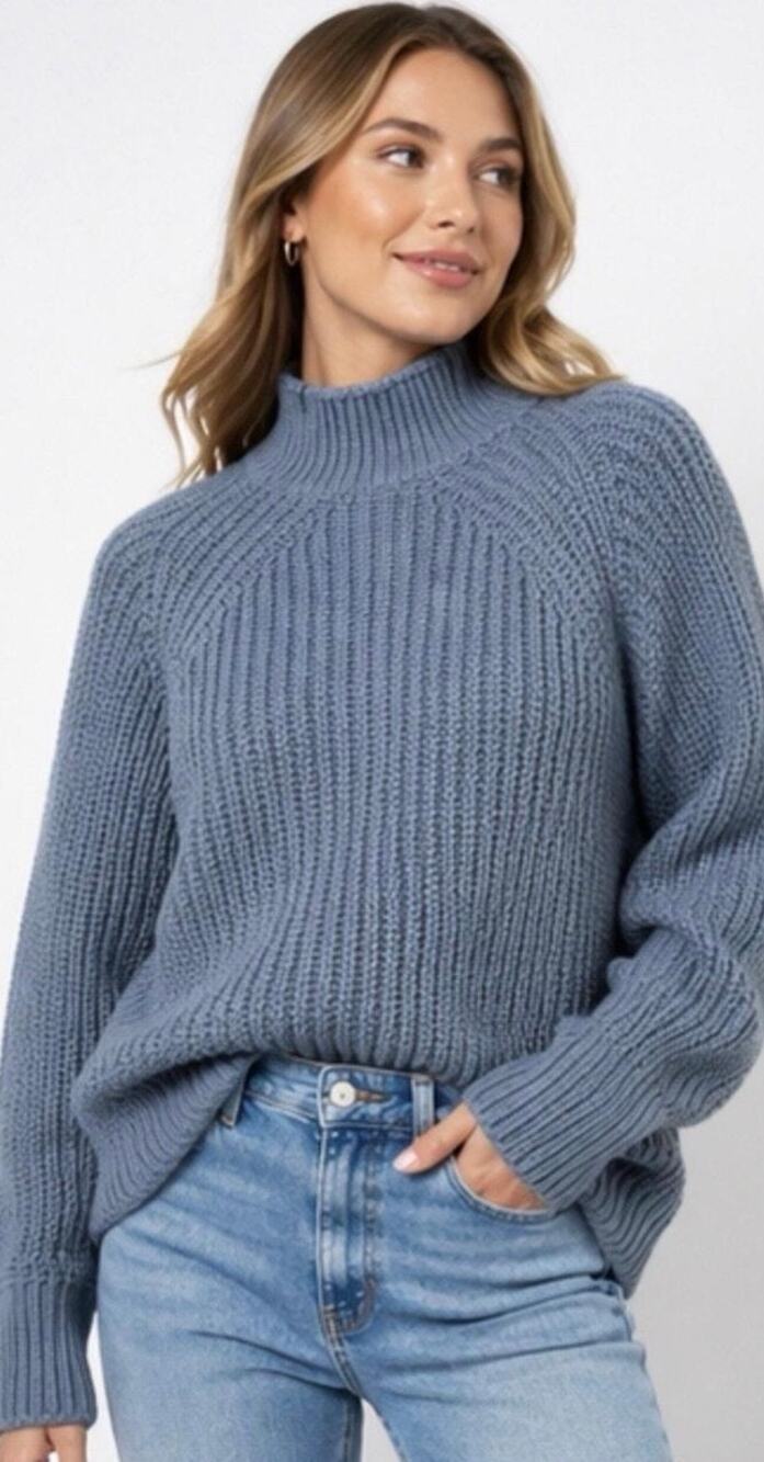 J. Crew Relaxed Rollneck Knit Sweater in Beachside Blue Size XS